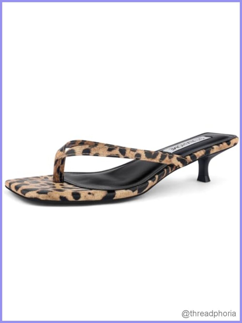 Kitten Heel Thong Sandals Women PU Leather Slip-On Open Toe Flip Flops Comfort